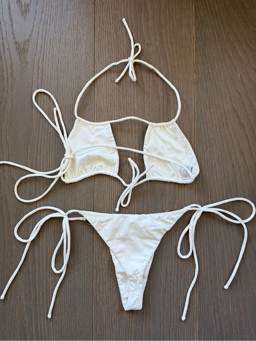 Indah White Triangle String Bikini - Picture 4 of 9